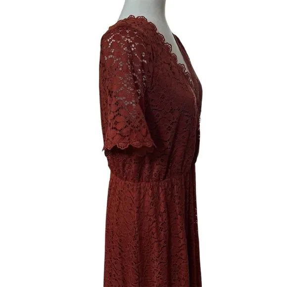 Baltic Born Brown and Orange Wrap Maxi Dress with Ruffled V-Neck - Picture 6 of 15